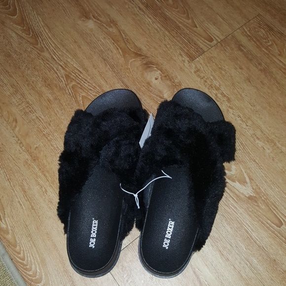 fuzzy puma slippers